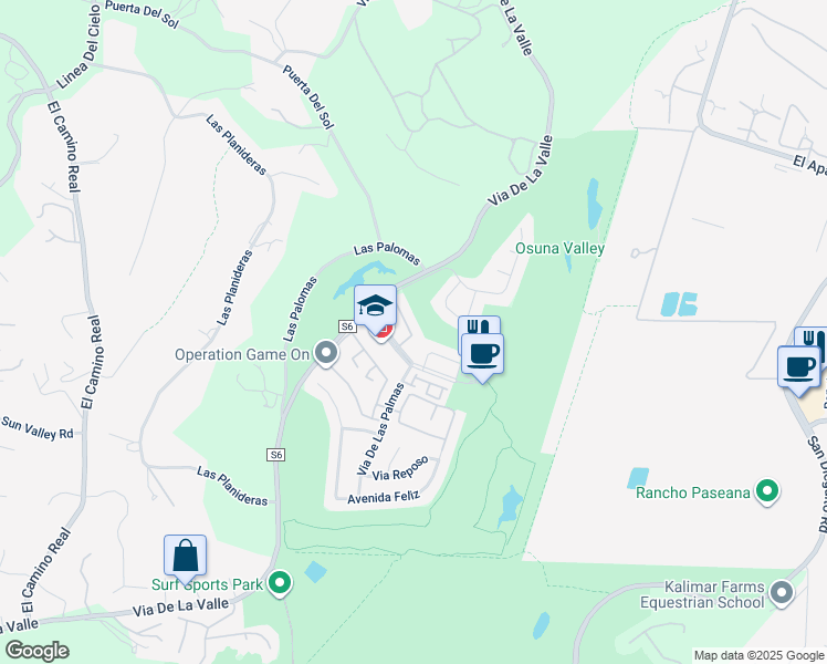 map of restaurants, bars, coffee shops, grocery stores, and more near 131 Via Coronado in Rancho Santa Fe