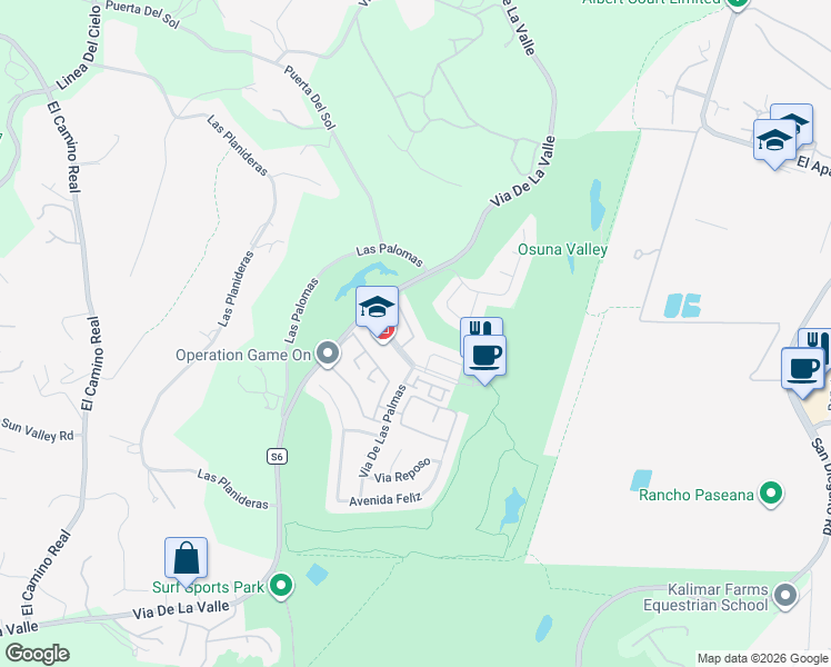 map of restaurants, bars, coffee shops, grocery stores, and more near 131 Via Coronado in Rancho Santa Fe