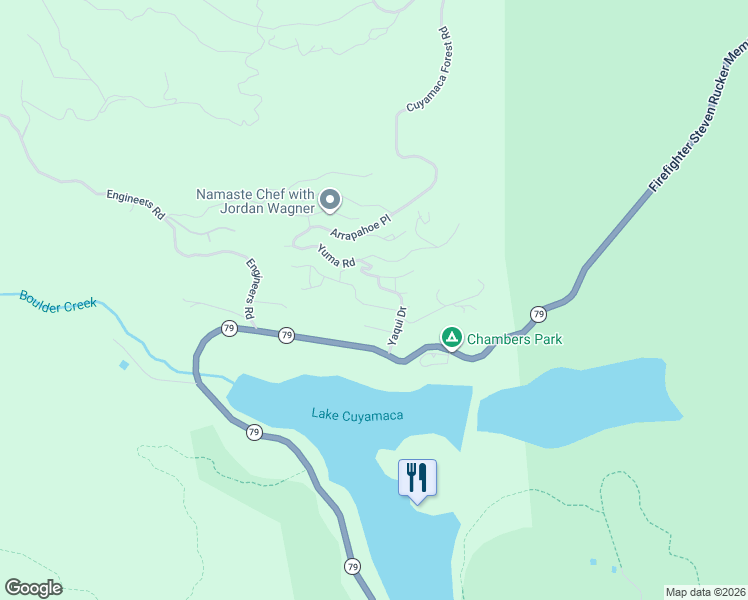 map of restaurants, bars, coffee shops, grocery stores, and more near 34672 Navajo Road in Julian