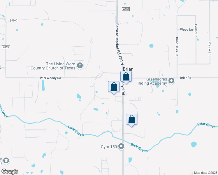 map of restaurants, bars, coffee shops, grocery stores, and more near 14557 Farm to Market Road 730 North in Azle