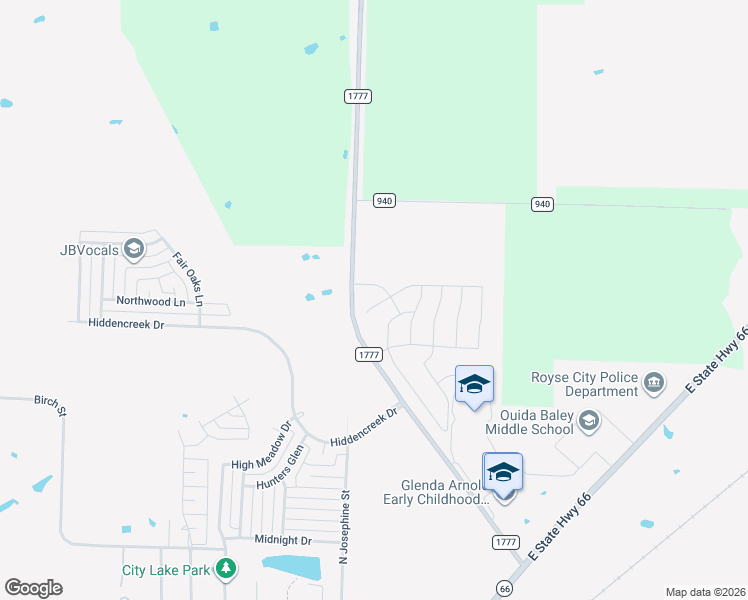 map of restaurants, bars, coffee shops, grocery stores, and more near 1921 Meadow Lark Lane in Royse City