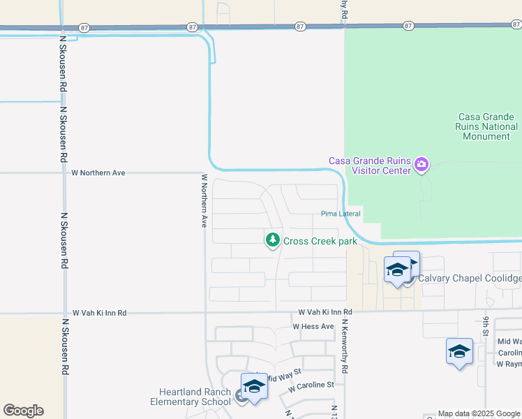 map of restaurants, bars, coffee shops, grocery stores, and more near 1582 Posada Street in Coolidge