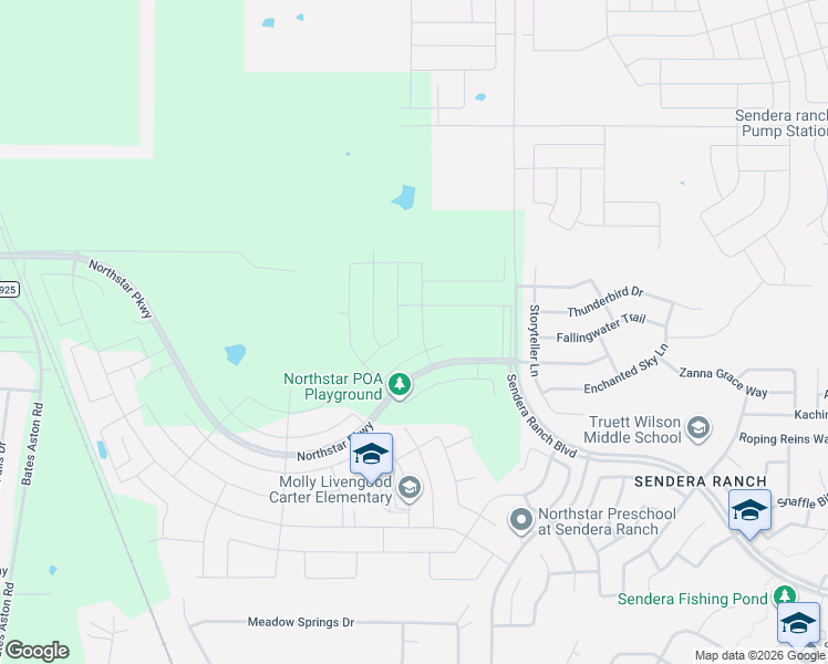 map of restaurants, bars, coffee shops, grocery stores, and more near Sendera Ranch Boulevard in Haslet