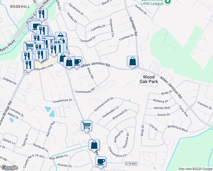 map of restaurants, bars, coffee shops, grocery stores, and more near 209 McNeal Lane in Summerville