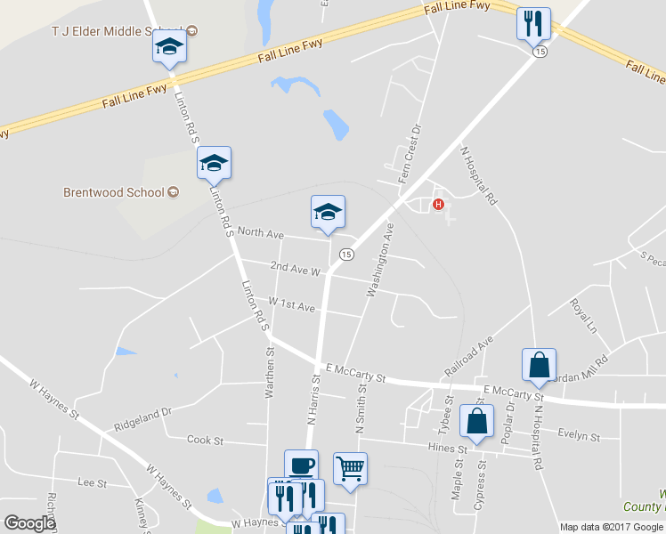 map of restaurants, bars, coffee shops, grocery stores, and more near 501 Sparta Rd in Sandersville