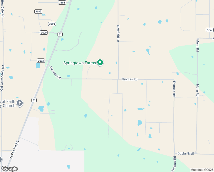 map of restaurants, bars, coffee shops, grocery stores, and more near 650 Thomas Road in Springtown