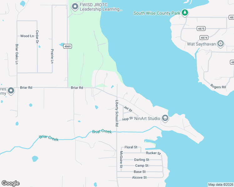 map of restaurants, bars, coffee shops, grocery stores, and more near 7336 Briar Road in Azle