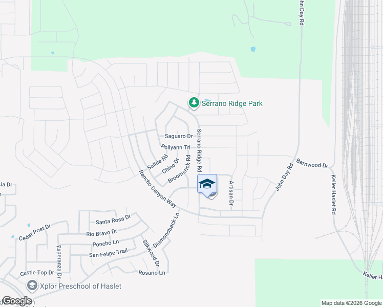 map of restaurants, bars, coffee shops, grocery stores, and more near 14516 Broomstick Road in Haslet