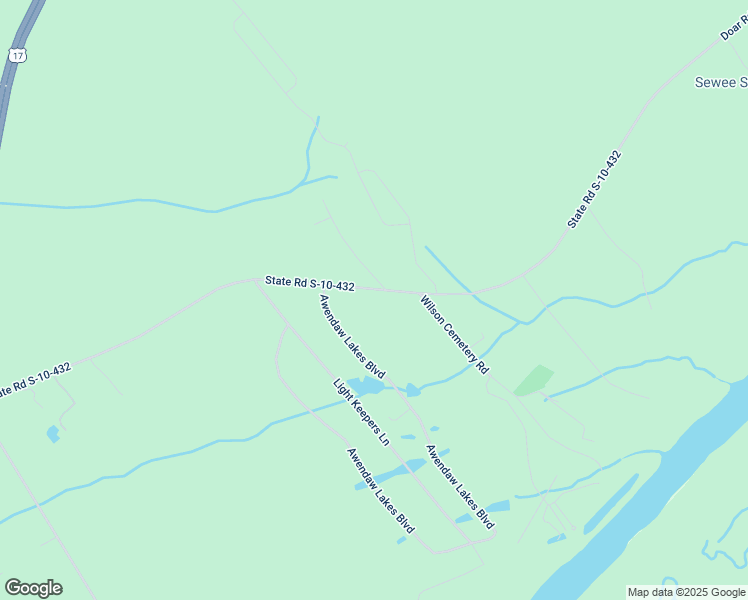 map of restaurants, bars, coffee shops, grocery stores, and more near 7281 Doar Road in Awendaw