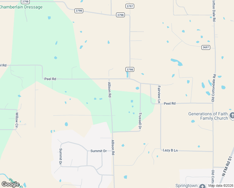 map of restaurants, bars, coffee shops, grocery stores, and more near 512 Allison Road in Springtown