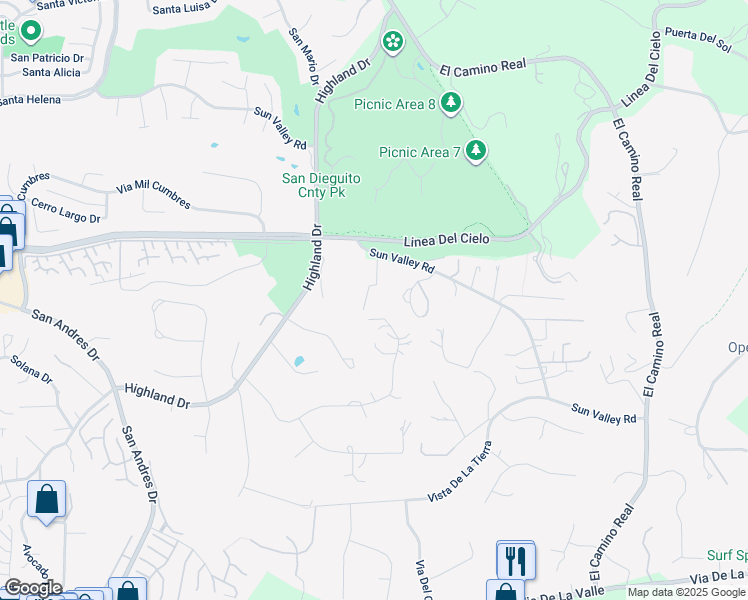 map of restaurants, bars, coffee shops, grocery stores, and more near 4527 Sun Valley Road in Del Mar