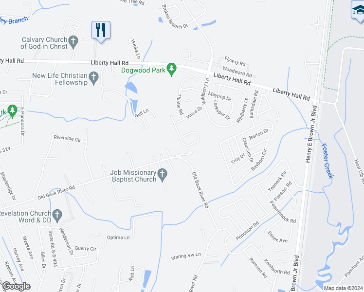 map of restaurants, bars, coffee shops, grocery stores, and more near 323 Briarbend Road in Goose Creek