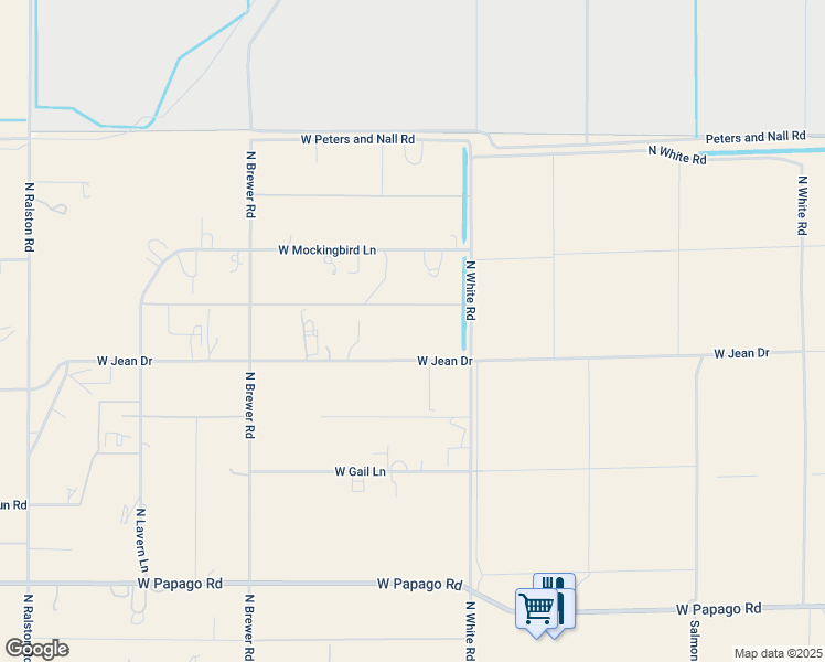 map of restaurants, bars, coffee shops, grocery stores, and more near 49734 West Jean Drive in Maricopa