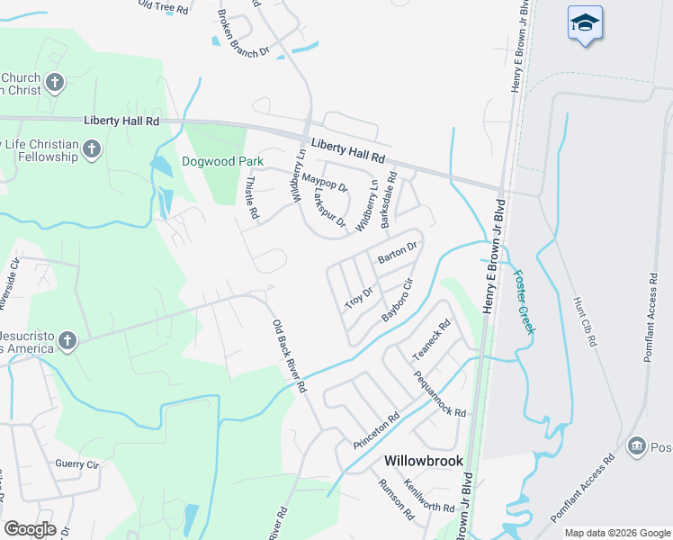 map of restaurants, bars, coffee shops, grocery stores, and more near 138-180 Bayboro Circle in Goose Creek