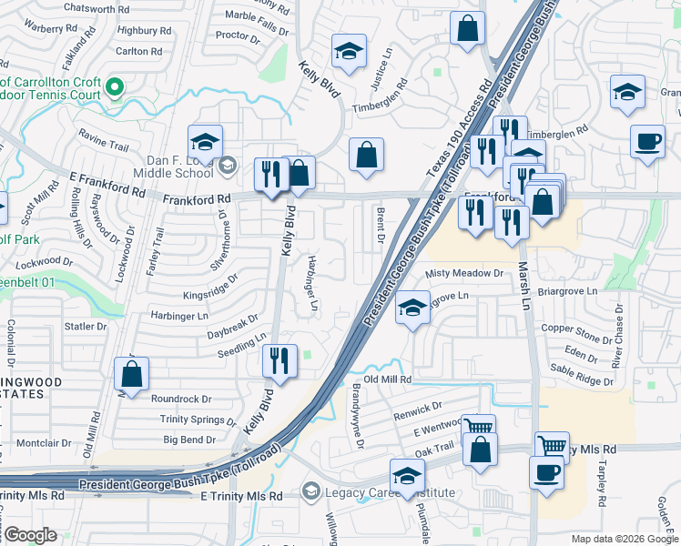 map of restaurants, bars, coffee shops, grocery stores, and more near 3007 Renaissance Drive in Dallas