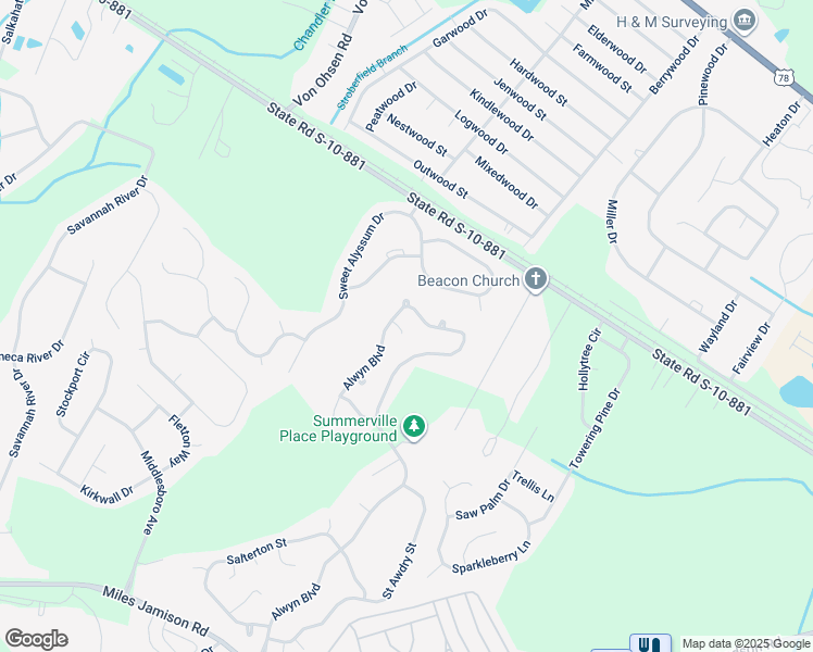 map of restaurants, bars, coffee shops, grocery stores, and more near 103 Seavington Court in Summerville