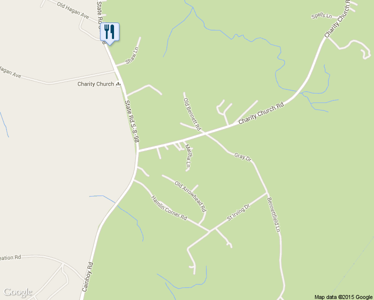 map of restaurants, bars, coffee shops, grocery stores, and more near 114 Mauricas Place in Huger