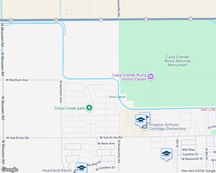 map of restaurants, bars, coffee shops, grocery stores, and more near 1385 Pelayo Street in Coolidge