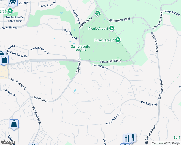 map of restaurants, bars, coffee shops, grocery stores, and more near 4527 Sun Valley Road in Del Mar
