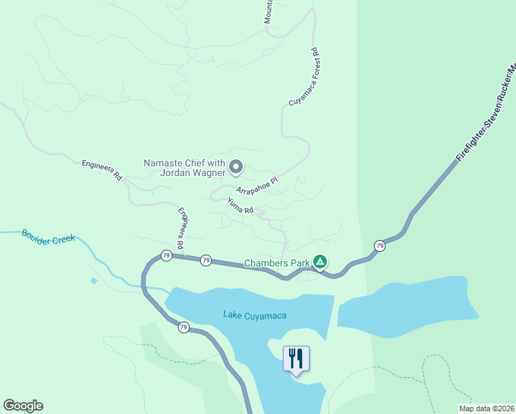 map of restaurants, bars, coffee shops, grocery stores, and more near Yuma Road in San Diego County