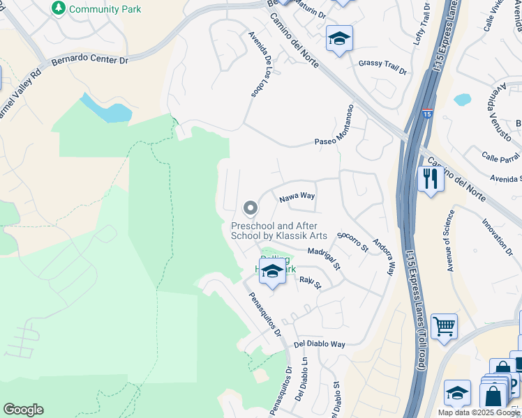 map of restaurants, bars, coffee shops, grocery stores, and more near 11295 Almazon Street in San Diego