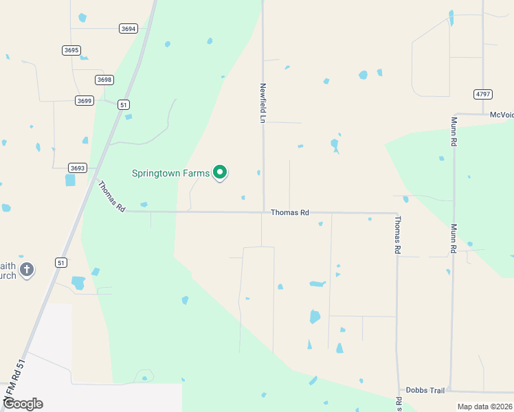 map of restaurants, bars, coffee shops, grocery stores, and more near 107 Newfield Lane in Springtown