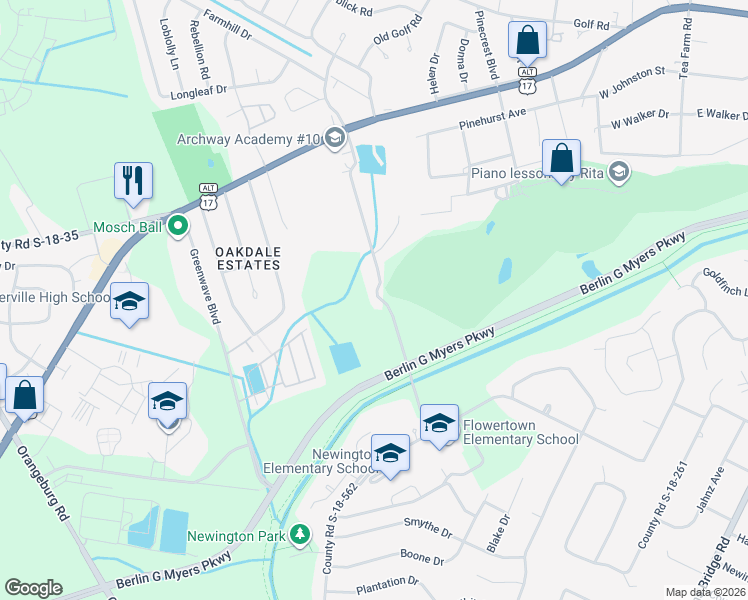 map of restaurants, bars, coffee shops, grocery stores, and more near 254 Luden Drive in Summerville