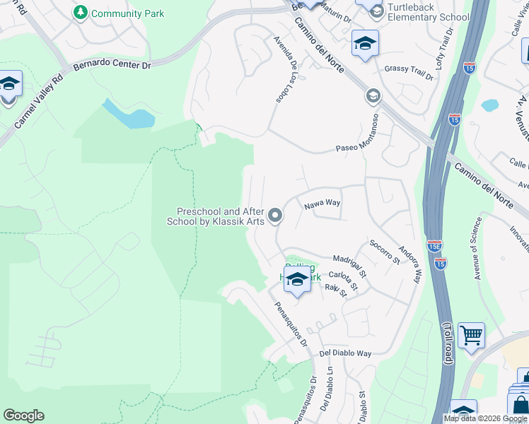 map of restaurants, bars, coffee shops, grocery stores, and more near 11288 Linares Street in San Diego