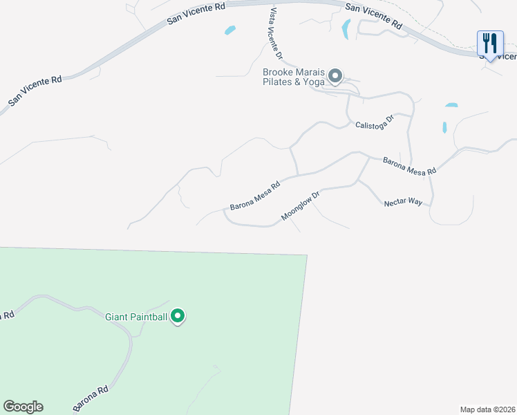 map of restaurants, bars, coffee shops, grocery stores, and more near 23459 Barona Mesa Road in Ramona