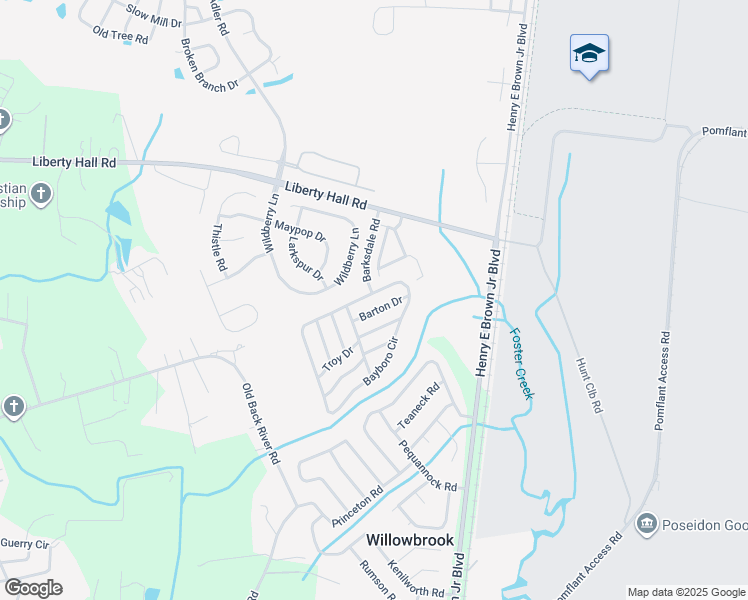map of restaurants, bars, coffee shops, grocery stores, and more near 102 Bayboro Circle in Goose Creek
