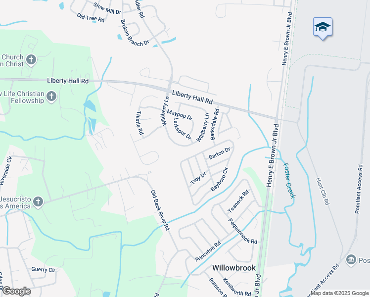 map of restaurants, bars, coffee shops, grocery stores, and more near 131 Wildberry Lane in Goose Creek
