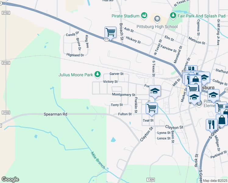 map of restaurants, bars, coffee shops, grocery stores, and more near 40 Hawkins Place in Pittsburg