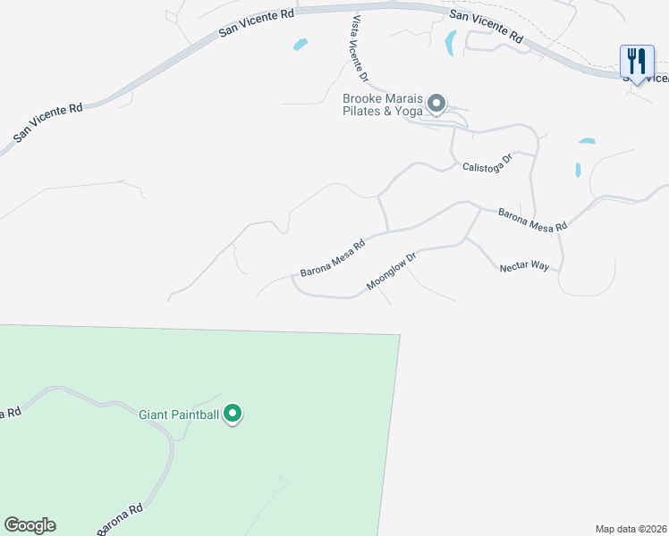 map of restaurants, bars, coffee shops, grocery stores, and more near 23459 Barona Mesa Road in Ramona