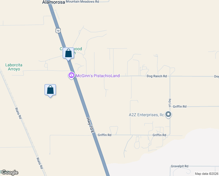 map of restaurants, bars, coffee shops, grocery stores, and more near 22 Dog Ranch Road in Alamogordo