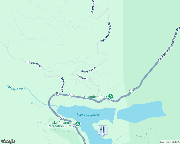 map of restaurants, bars, coffee shops, grocery stores, and more near 34711 Pueblo Drive in Julian