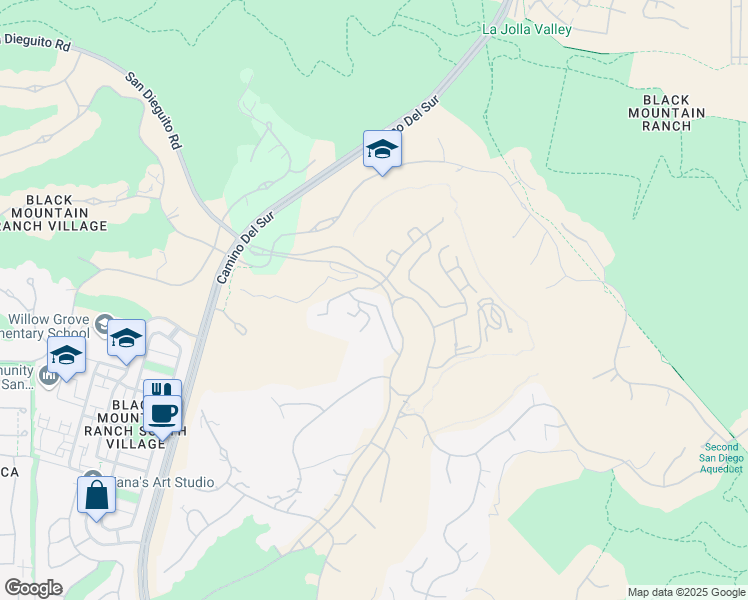map of restaurants, bars, coffee shops, grocery stores, and more near 8222 Santaluz Village Green South in San Diego