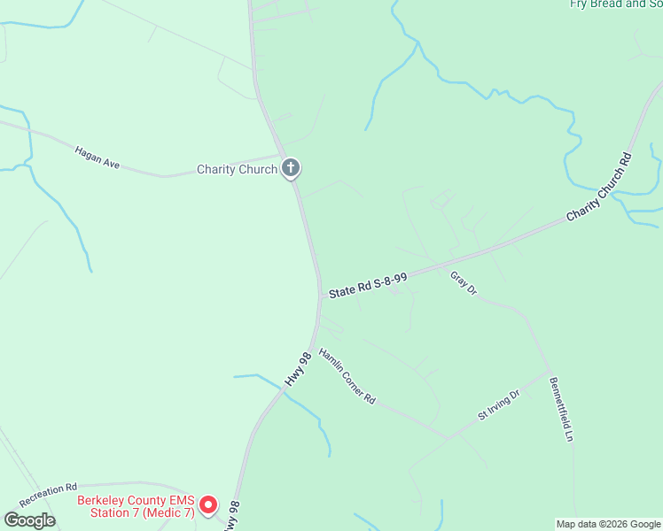 map of restaurants, bars, coffee shops, grocery stores, and more near 2038 Cainhoy Road in Huger