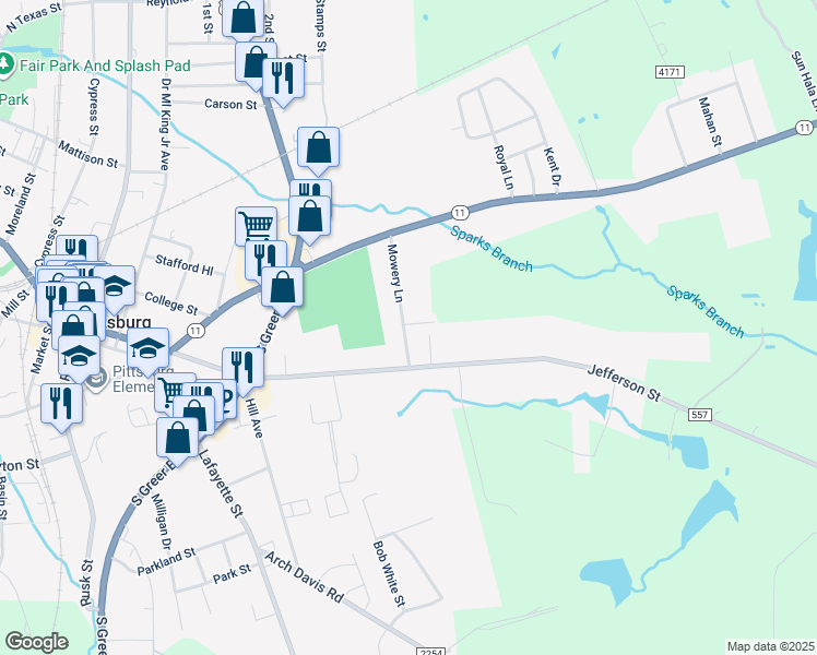 map of restaurants, bars, coffee shops, grocery stores, and more near 16 Mowery Street in Pittsburg