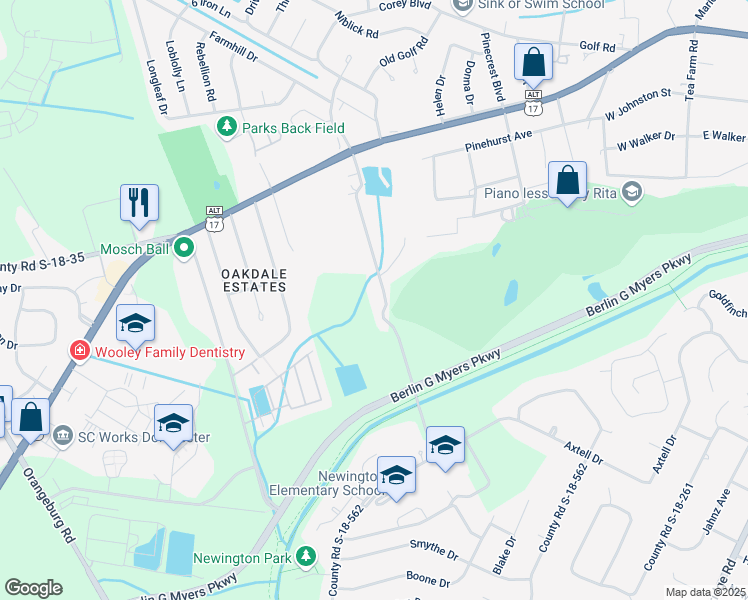 map of restaurants, bars, coffee shops, grocery stores, and more near 244 Luden Drive in Summerville