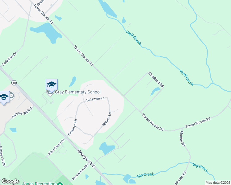 map of restaurants, bars, coffee shops, grocery stores, and more near 404 Turnerwoods Rd in Gray