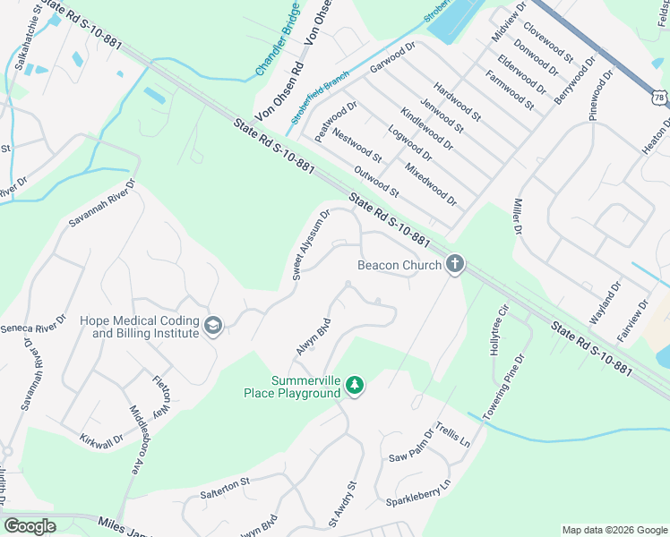 map of restaurants, bars, coffee shops, grocery stores, and more near 211 Sweet Alyssum Drive in Ladson