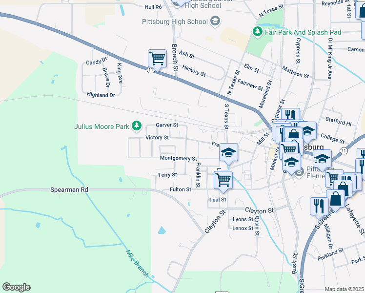 map of restaurants, bars, coffee shops, grocery stores, and more near 209 Terry Street in Pittsburg
