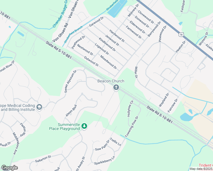 map of restaurants, bars, coffee shops, grocery stores, and more near 269 Sweet Alyssum Drive in Ladson