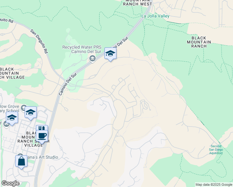 map of restaurants, bars, coffee shops, grocery stores, and more near 8243 Santaluz Village Green North in San Diego