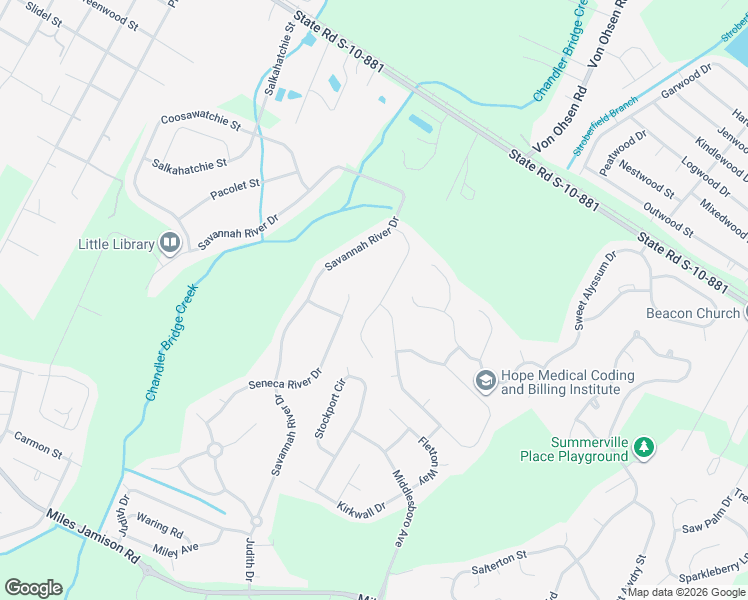 map of restaurants, bars, coffee shops, grocery stores, and more near 208 Alpine Road in Summerville