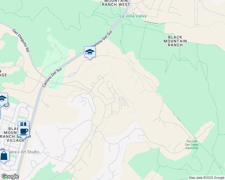 map of restaurants, bars, coffee shops, grocery stores, and more near 8345 Santaluz Village Green East in San Diego