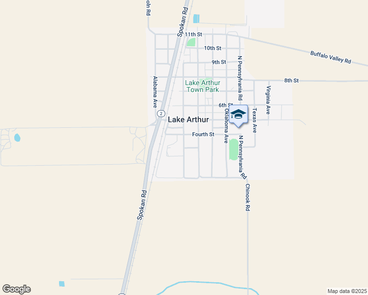 map of restaurants, bars, coffee shops, grocery stores, and more near 239 Kansas Avenue in Lake Arthur