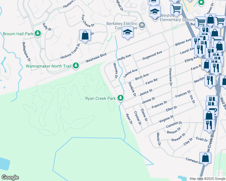 map of restaurants, bars, coffee shops, grocery stores, and more near 370 Holly Avenue in Goose Creek