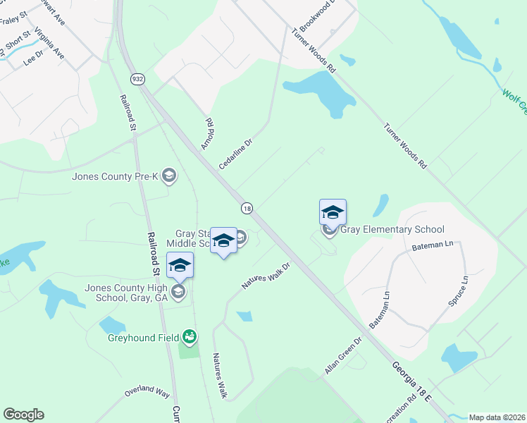 map of restaurants, bars, coffee shops, grocery stores, and more near 325 Georgia 18 in Gordon