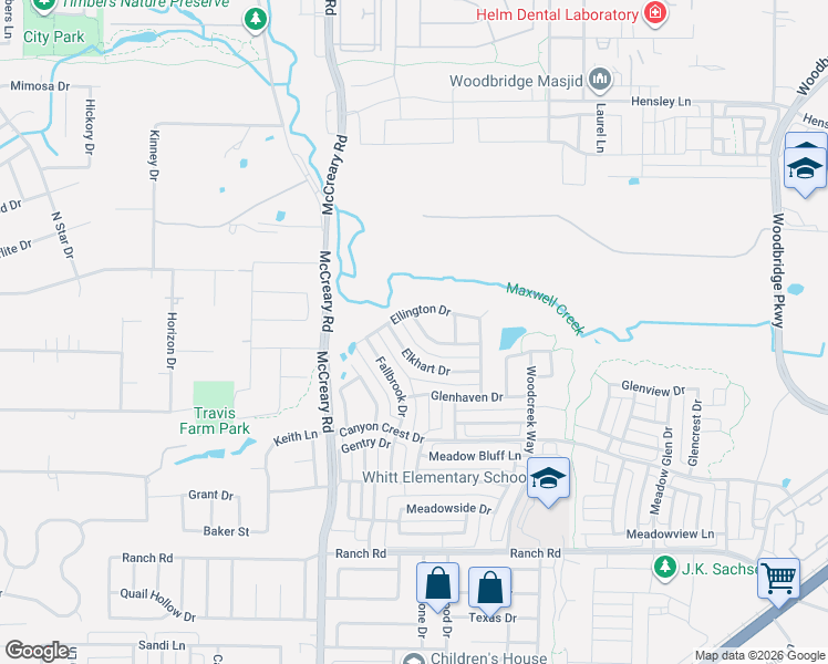 map of restaurants, bars, coffee shops, grocery stores, and more near 3215 Ellington Drive in Sachse